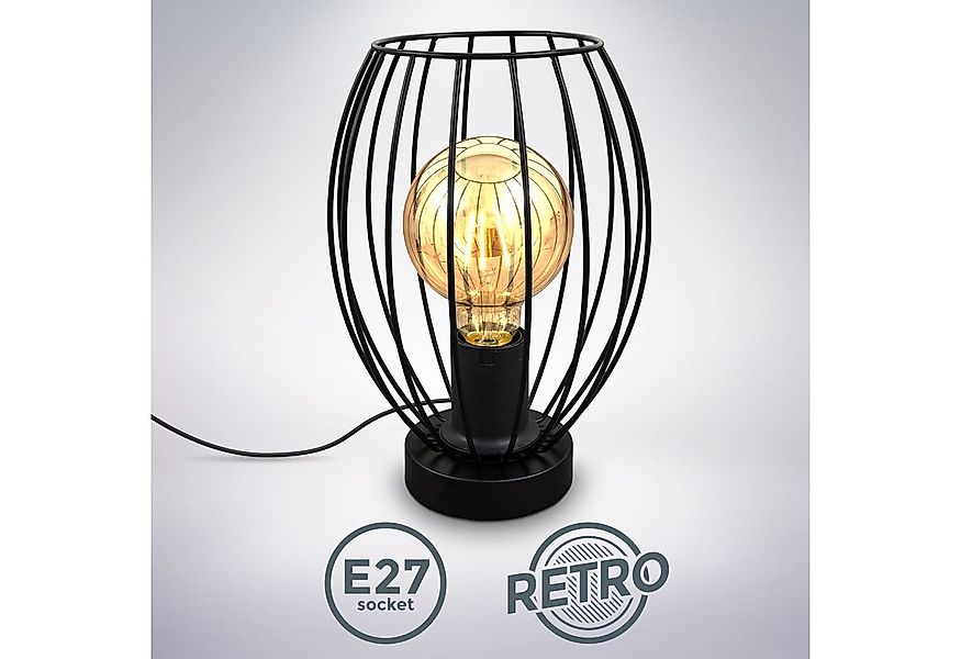 B.K.Licht Tischleuchte Retro-Tischlampe, Metall, Schwarz, ohne Leuchtmittel günstig online kaufen