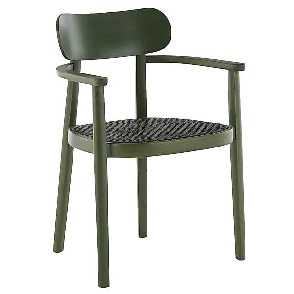 THONET 118 FV Holzstuhl Dark Melange mit Armlehnen | Rohrgeflecht-Sitz | Bu günstig online kaufen