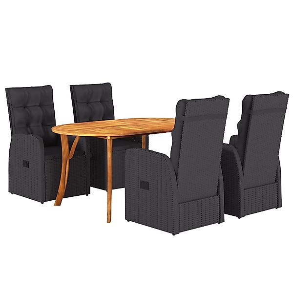vidaXL 5-Teiliges Garten-Essgruppe mit Kissen Schwarz Poly Rattan Akazie 31 günstig online kaufen