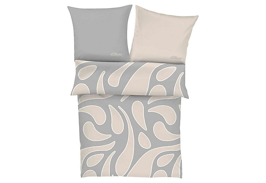s.Oliver Bettwäsche Satin-Bettwäsche APRI, 135 x 200 cm, Grau, Beige, Satin günstig online kaufen