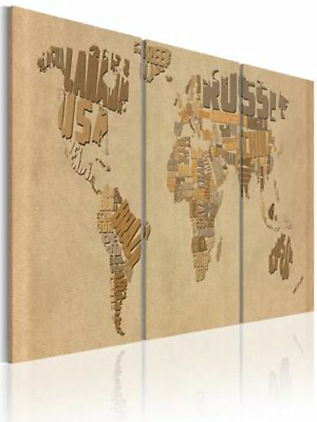 artgeist Wandbild Weltkarte in Beige und Braun mehrfarbig Gr. 60 x 30 günstig online kaufen