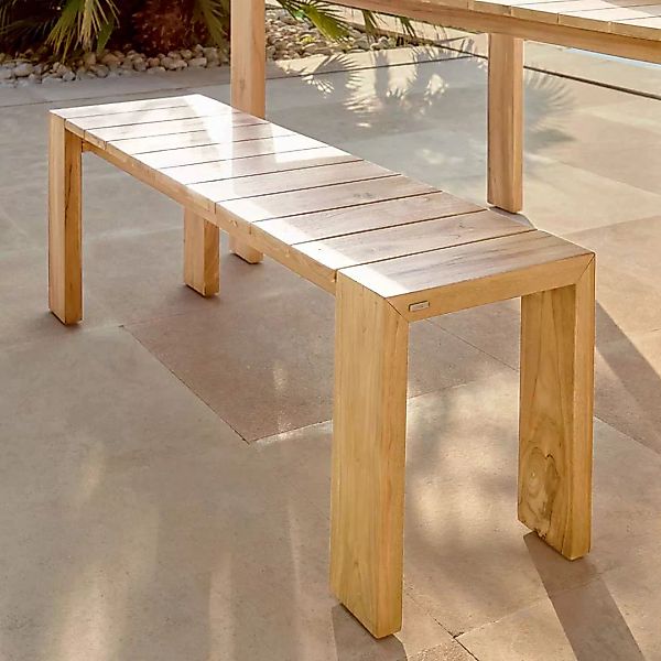 Teak Gartensitzbank aus Massivholz 45 cm Sitzhöhe günstig online kaufen