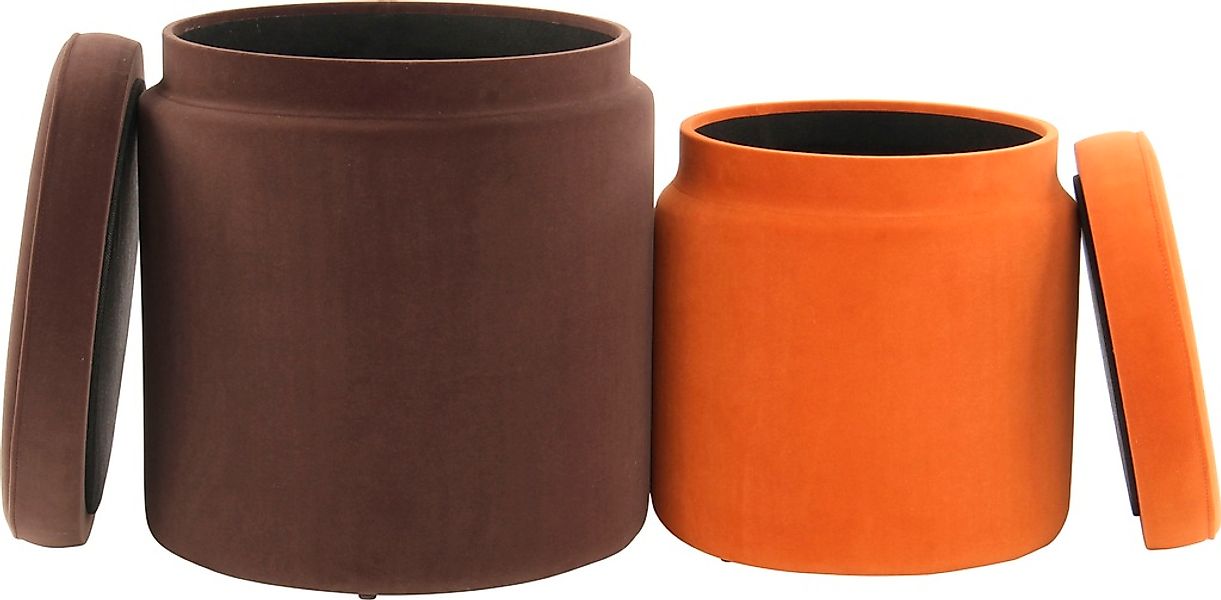 Kayoom Stauraumhocker "Hocker Zora 225 2er-Set, samtweicher Stoffbezug,rund günstig online kaufen