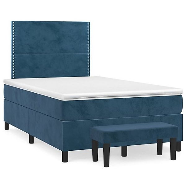 vidaXL Boxspringbett Boxspringbett mit Matratze Dunkelblau 120x200 cm Samt günstig online kaufen