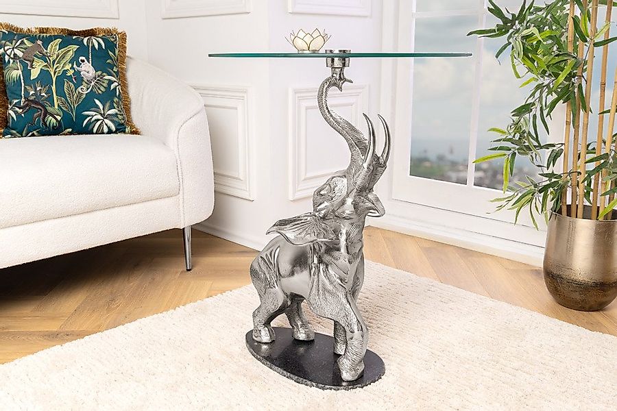 riess-ambiente Beistelltisch ELEPHANT 80cm transparent / silber (Einzelarti günstig online kaufen