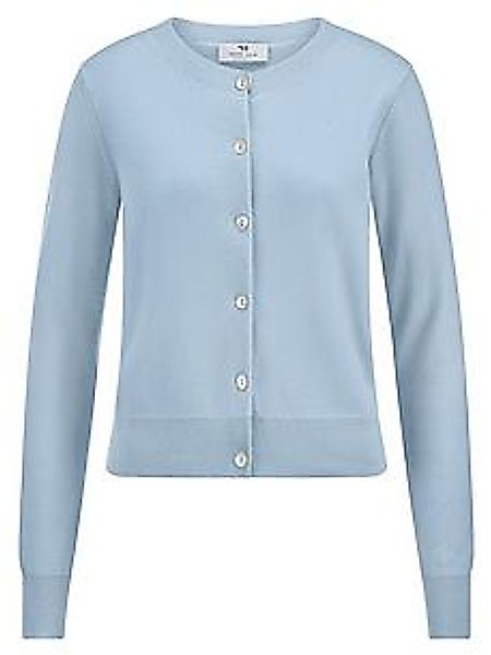 Strickjacke Rundhals-Ausschnitt Peter Hahn blau günstig online kaufen