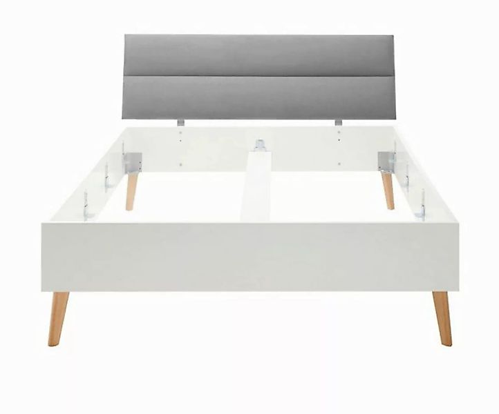 Furn.Design Einzelbett Helge (Bett in weiß mit Eiche, Polsterung in mint od günstig online kaufen