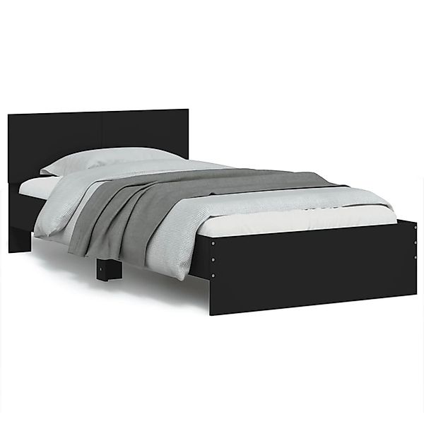 vidaXL Bettgestell, Bettrahmen mit Kopfteil Braun Eichen-Optik 100x200 cm günstig online kaufen