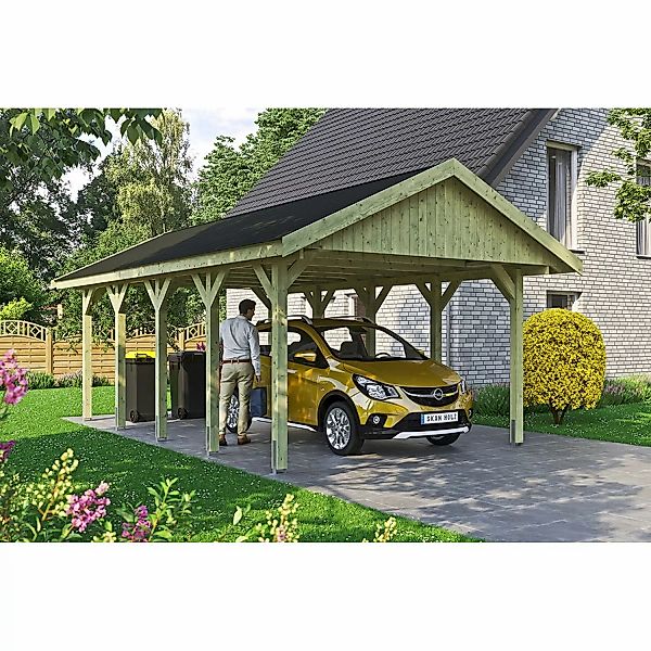 Satteldach-Carport Wallgau 430 x 750 cm schwarze Schindeln günstig online kaufen