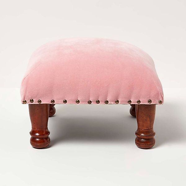 Homescapes Fußhocker Samthocker Mable – rosa günstig online kaufen