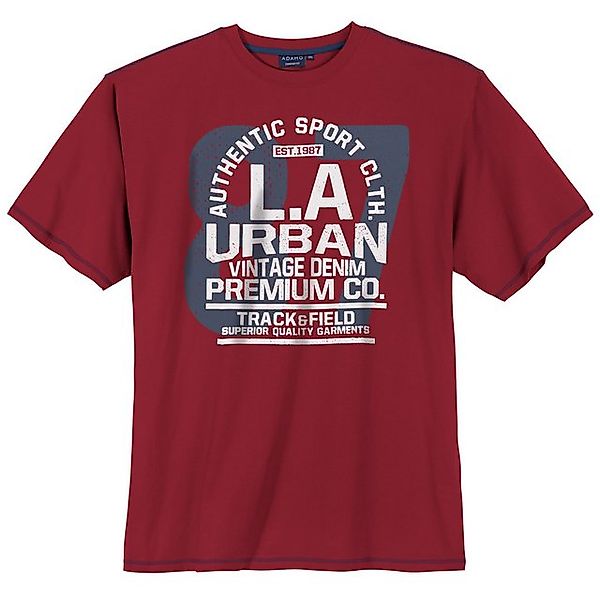 ADAMO Rundhalsshirt Adamo XXL T-Shirt weinrot Frontprint L.A Urban günstig online kaufen