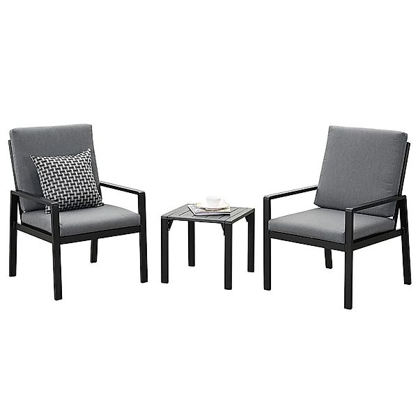 MeXo Aluminium Balkonmöbel Set Sitzgruppe Kleiner Balkon Schwarz günstig online kaufen