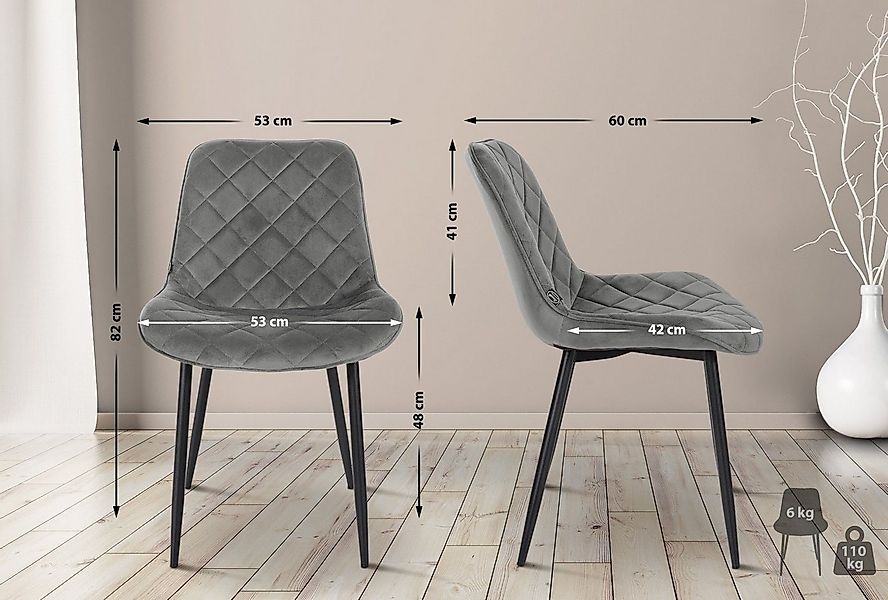 CLP Esszimmerstuhl Springs (4er Set, 4 St), gesteppte Polsterung, Metallges günstig online kaufen