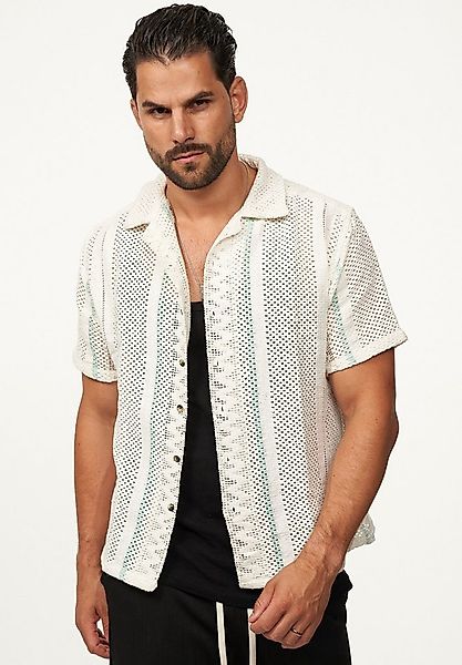 SOULSTAR Kurzarmhemd Gestreift - Freizeithemd als Kurzam Strick Retro Hemd günstig online kaufen