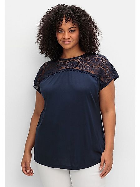 Sheego Spitzenshirt Große Größen mit Spitzenpasse günstig online kaufen
