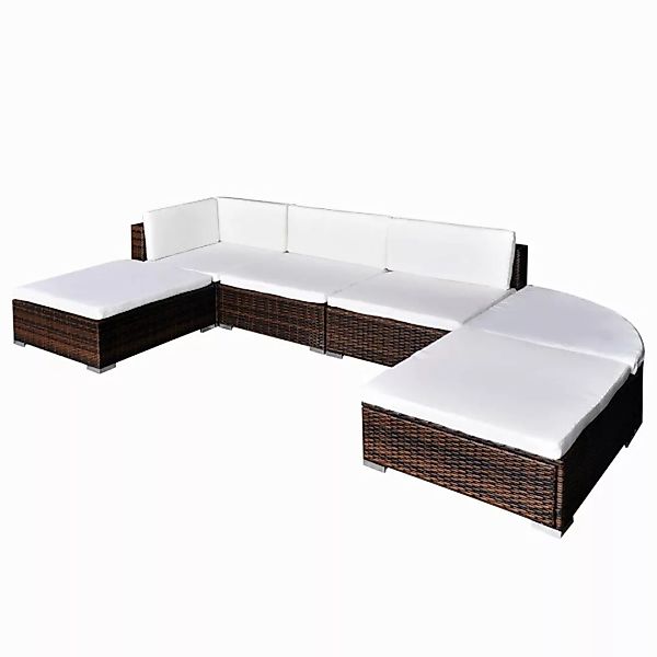 6-tlg. Garten-lounge-set Mit Auflagen Poly Rattan Braun günstig online kaufen