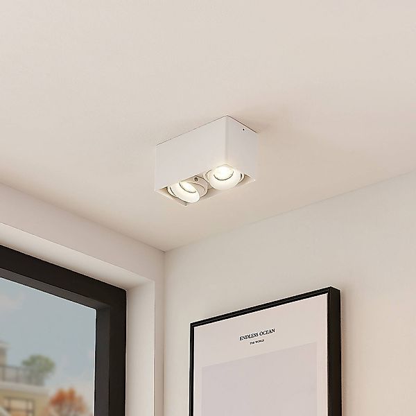 Arcchio Downlight Kubika, 19 cm, weiß, 2-flg., Metall günstig online kaufen