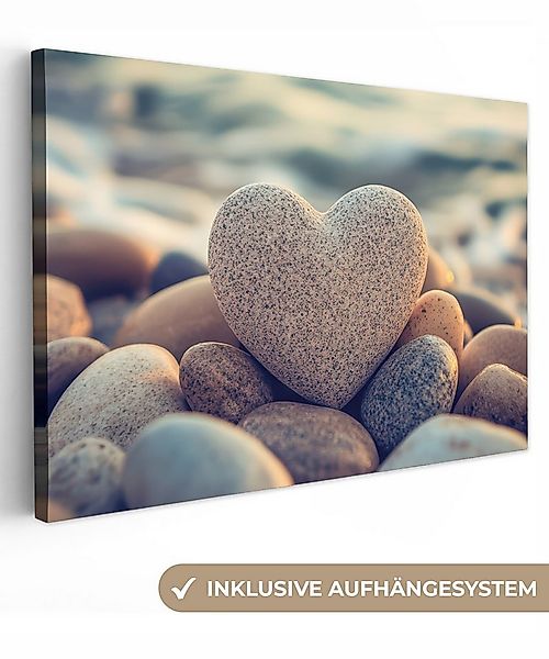 OneMillionCanvasses® Leinwandbild Herz - Steine - Natur - Kieselsteine - Ze günstig online kaufen