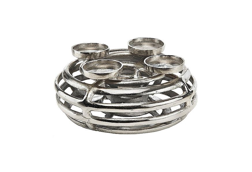 Kobolo Kerzenhalter Dekokranz rund aus Metall für 4 Kerzen (silber) günstig online kaufen