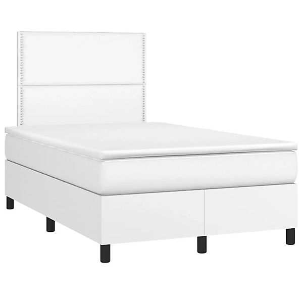 vidaXL Boxspringbett mit Matratze & LED Weiß 120x190 cm Kunstleder 3270288 günstig online kaufen