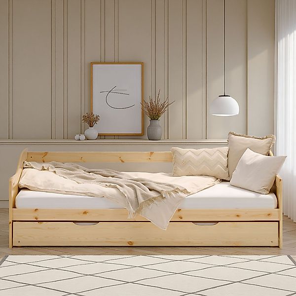 Homestyle4u Holzbett 90x200 Gästebett Ausziehbett 2 günstig online kaufen