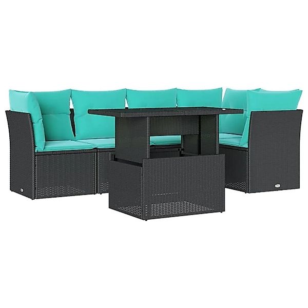 vidaXL 6-Tlg Gartensofa-Set mit Kissen Schwarz Polyrattan 3266567 günstig online kaufen
