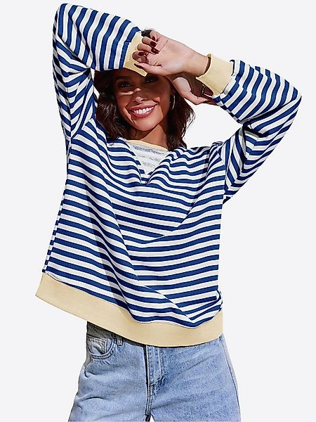Imily Bela Sweatshirt Damen Gestreifter Oversize Pullover (Packung, 1-tlg., günstig online kaufen