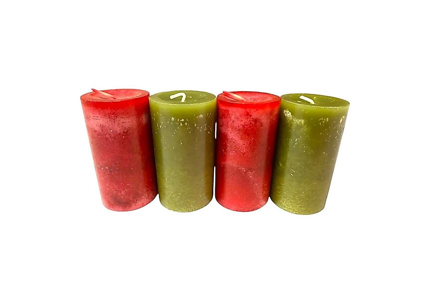 DekoTown Stumpenkerze 4er Set Kerzen "Santa", Grün, Rot – DEKRA geprüft günstig online kaufen