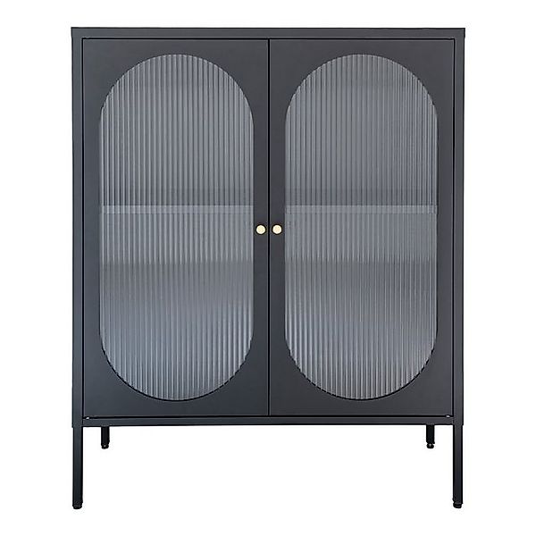 House Nordic Standvitrine Adelaide in Schwarz, Metall - 90x110x35cm (BxHxT) günstig online kaufen