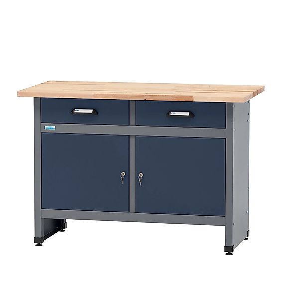 Küpper Werkbank m. 2 Türen & 2 Schubladen 84 x 120 x 60 cm Dunkelblau günstig online kaufen