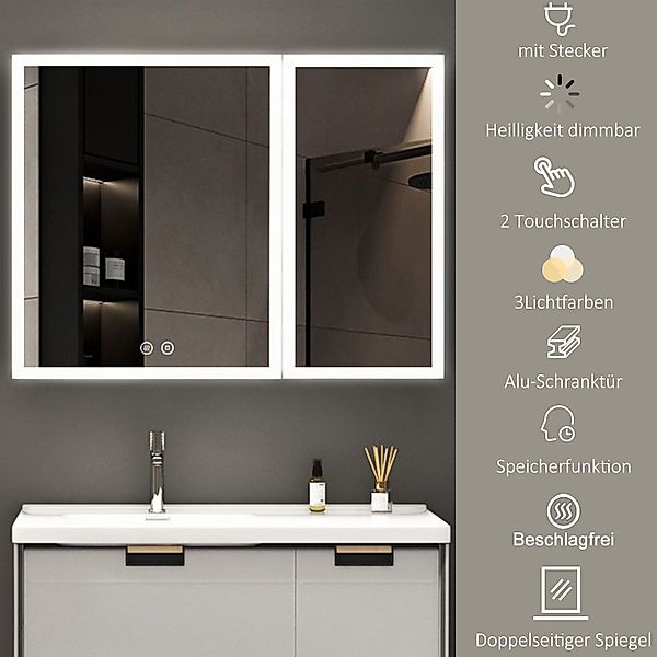 WDWRITTI Spiegelschrank 80 cm breit Aluminium günstig online kaufen