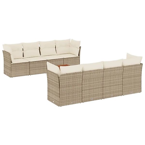 vidaXL 9-Tlg Garten-Sofagarnitur mit Kissen Beige Poly Rattan 3223524 günstig online kaufen