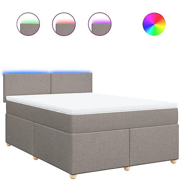 vidaXL Boxspringbett mit Matratze Taupe 140x190 cm Stoff 3288972 günstig online kaufen
