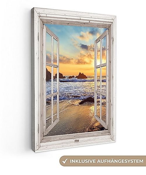OneMillionCanvasses® Leinwandbild Strand - Aussicht - Sonnenuntergang - Lan günstig online kaufen