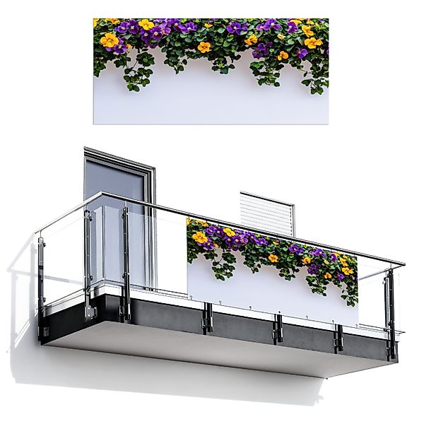 MuchoWow Balkonsichtschutz Blumen - Wand - günstig online kaufen