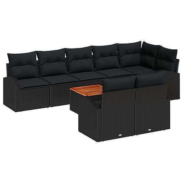 vidaXL Loungesofa 9-teiliges Garten Sofa Set mit Kissen Schwarz Poly Rattan günstig online kaufen