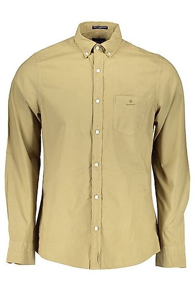 Gant Langarmhemd Herren Slim-Fit Langarmshirt Grün aus Bio-Baumwolle mit Br günstig online kaufen