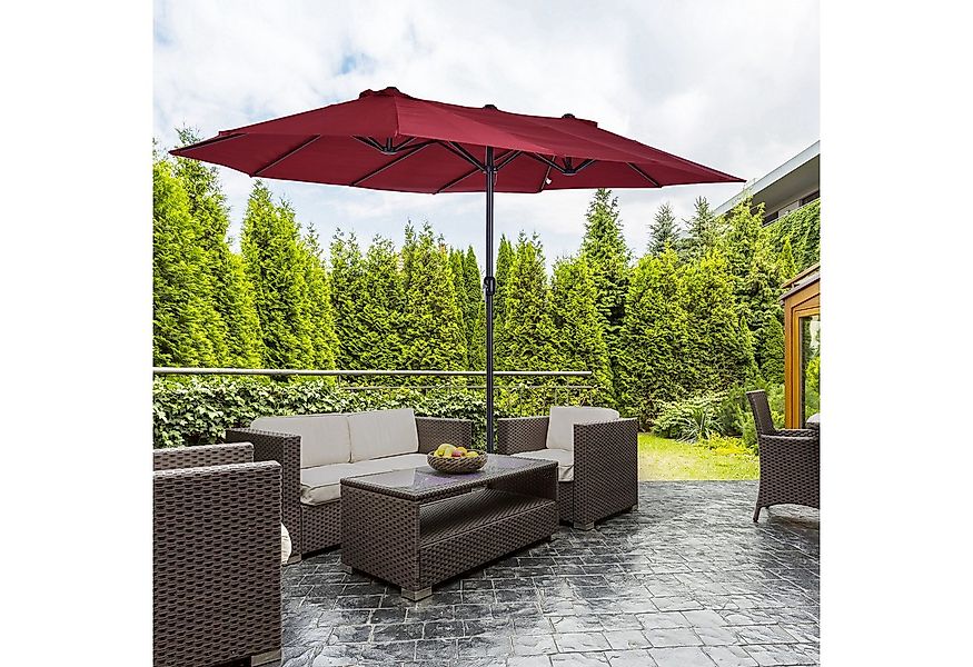 Outsunny Sonnenschirm Terrassenschirm mit Handkurbel, LxB: 455x265 cm, Sonn günstig online kaufen