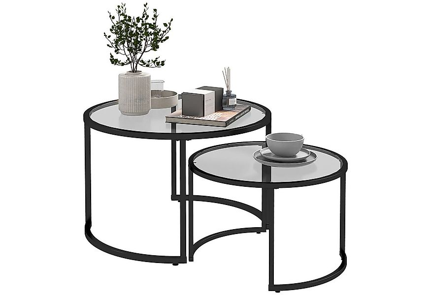 BlingBin Couchtisch Couchtisch 2er-Set, Beistelltisch mit Schwarz Stahlgest günstig online kaufen