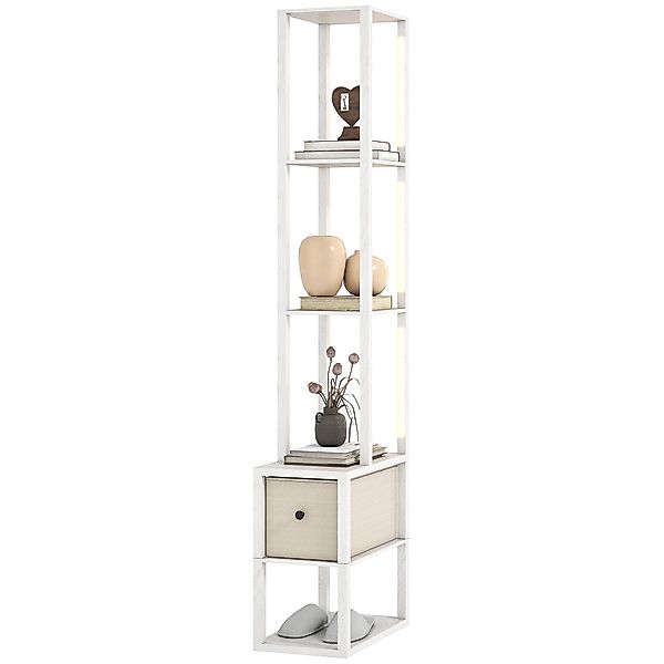HOMCOM Stehlampe Modern 169 cm mit Offenen Regalen Stehlampe für Wohnzimmer günstig online kaufen