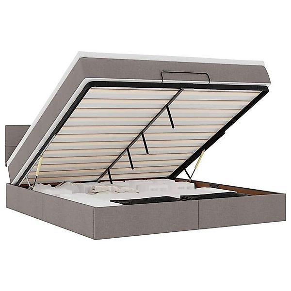 vidaXL Bett Ottoman-Bett mit Matratze & LEDs Taupe 160x200 cm Stoff günstig online kaufen