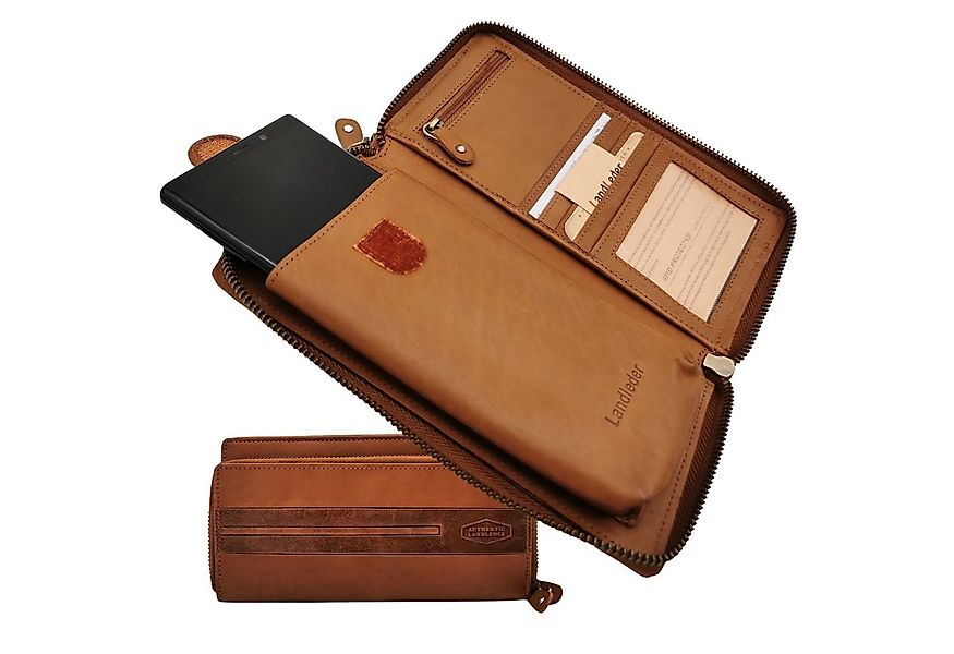 Landleder Geldbörse Langbörse mit Handyfach Premium, edles Büffelleder geöl günstig online kaufen