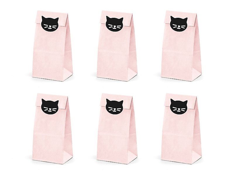 partydeco Papierdekoration, Papiertüten mit Katzen Aufklebern günstig online kaufen