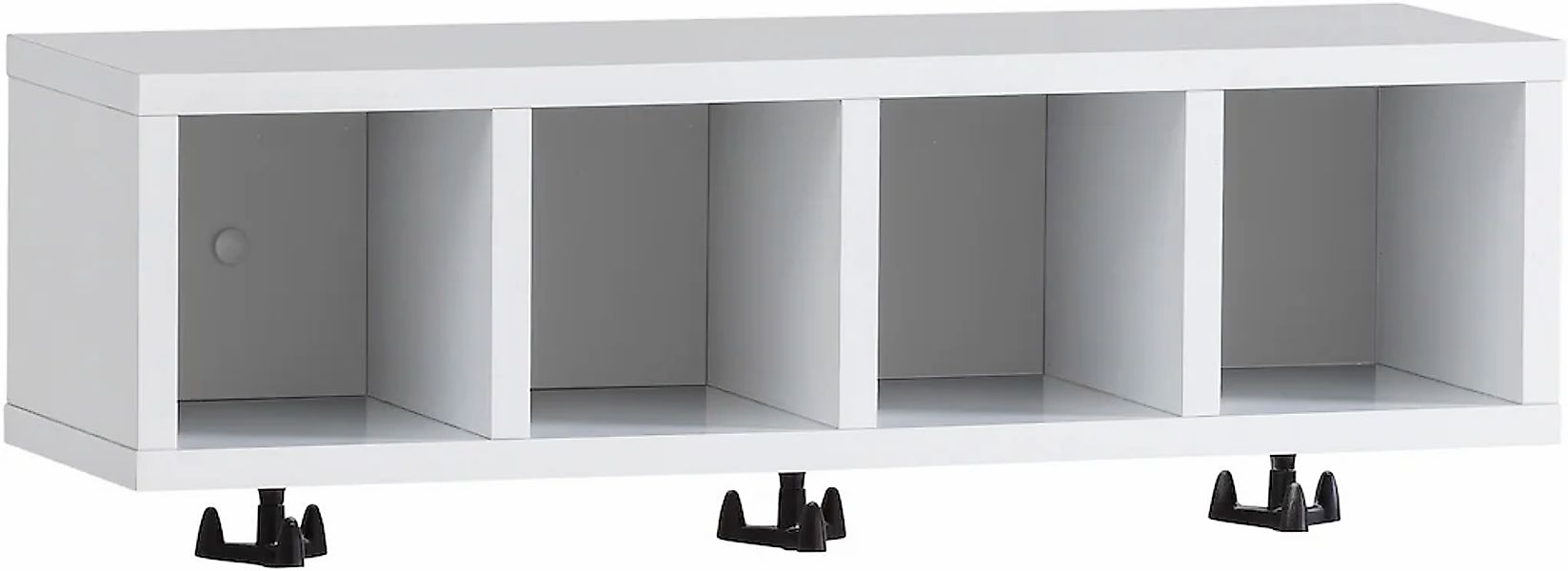 welltime Wandregal "Balto, 59 cm" Vier offene Fächer, Kleiderhaken aus Meta günstig online kaufen