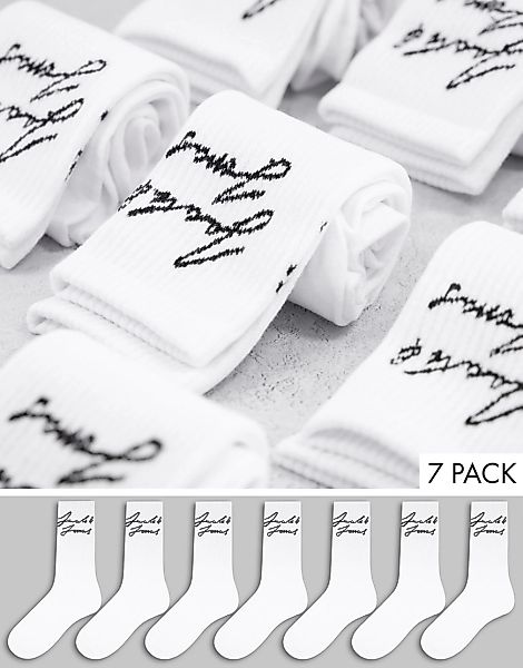 Jack & Jones – Weiße Socken im 7er-Pack günstig online kaufen