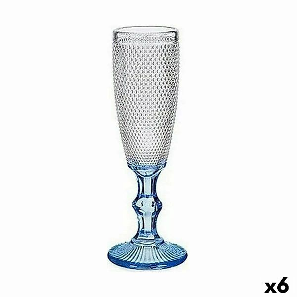 Champagnerglas Punkte Blau Durchsichtig Glas 6 Stück (180 Ml) günstig online kaufen