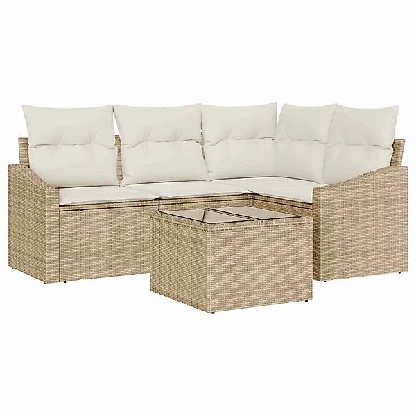 vidaXL Garten-Sofa-Set 5-Tlg Beige Poly Rattan 3346711 günstig online kaufen