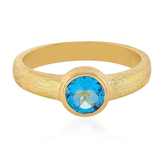 Cavill Solitärring Cavill Ring 0,87 ct Blautopas, 925 Silber vergoldet, Run günstig online kaufen