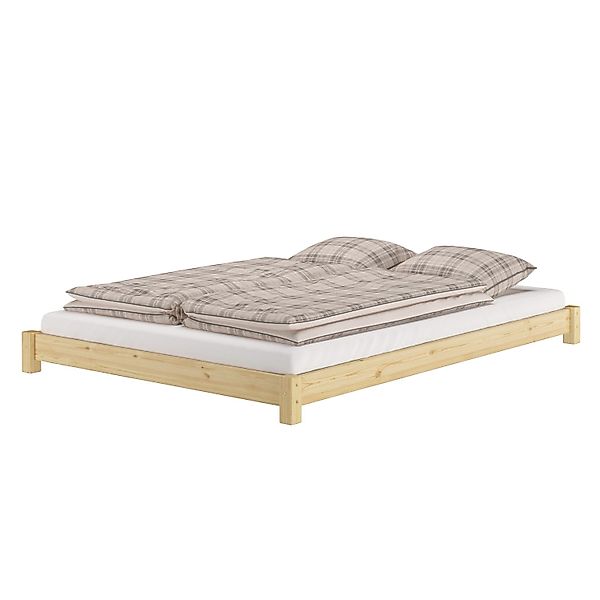 Erst-Holz Flaches Futon-Doppelbett Bodenbett 160 x 200 Kiefer Massivholz Mo günstig online kaufen