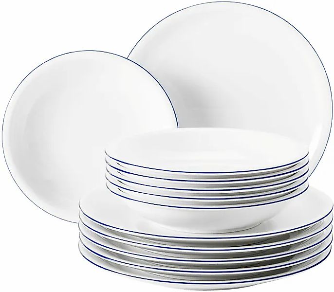 Seltmann Weiden Tafelservice »Geschirr-Set, Compact Blaurand, 12 Teile« Ges günstig online kaufen